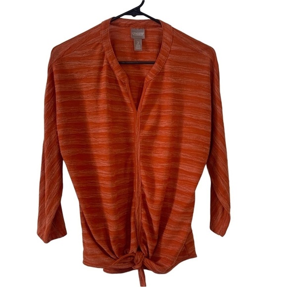 Chico’s orange tie front blouse size 2 (Large / 12) - Picture 1 of 7